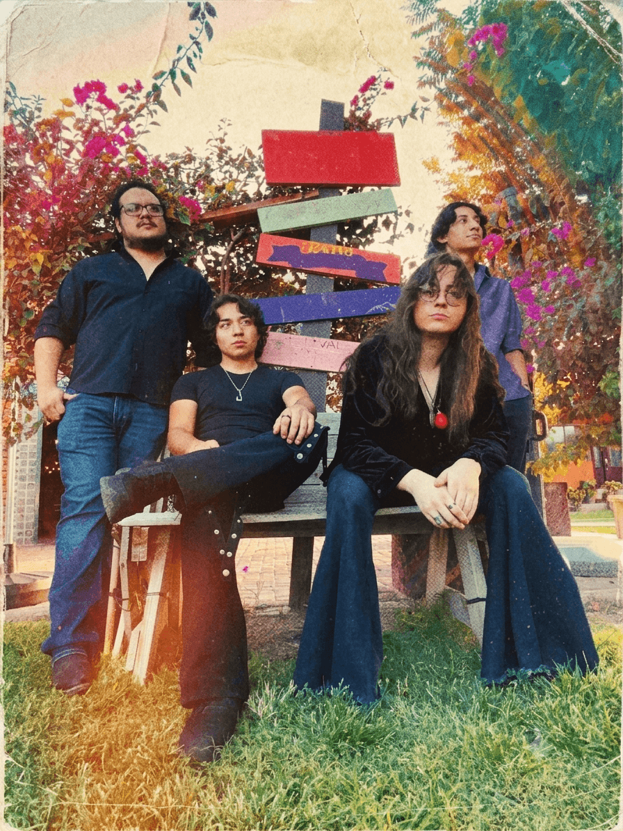 Los cuatro miembros de la banda Fish Hook posando juntos